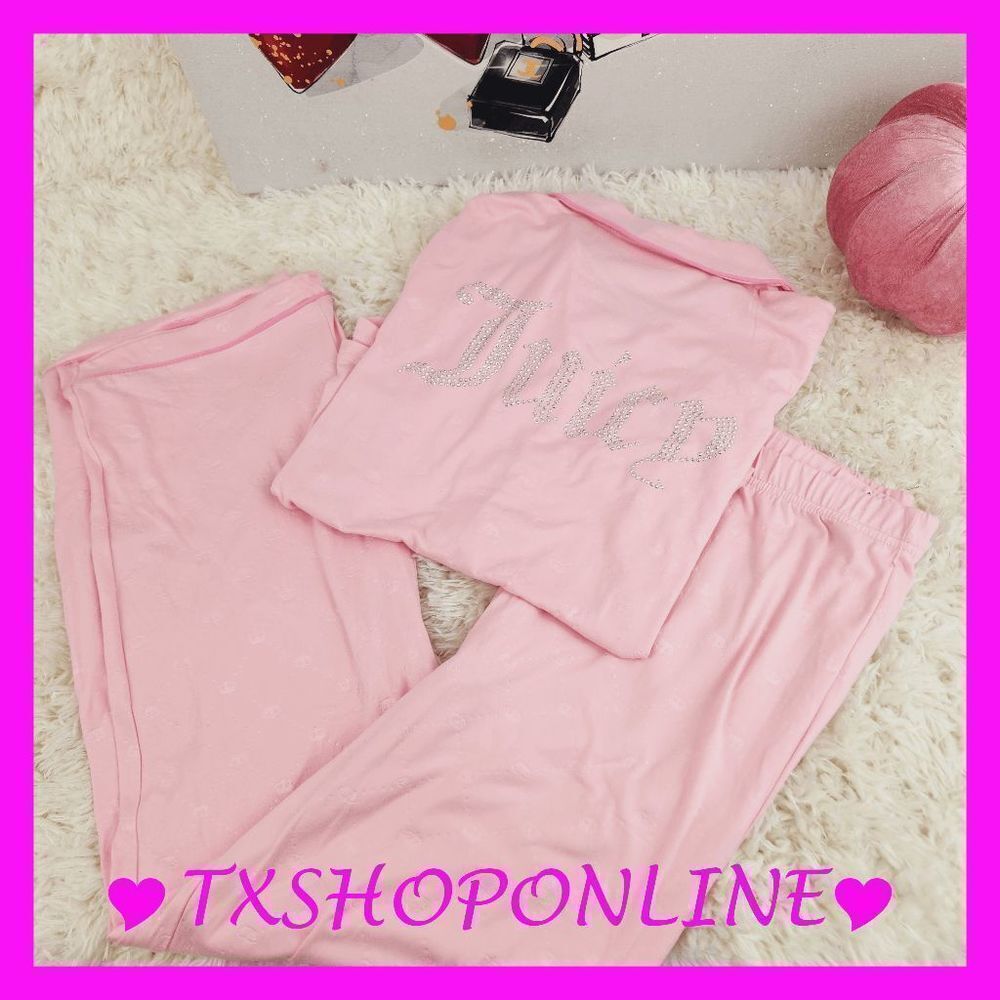 Juicy Couture 2 pc bling rhinestones logo pajama set NWT